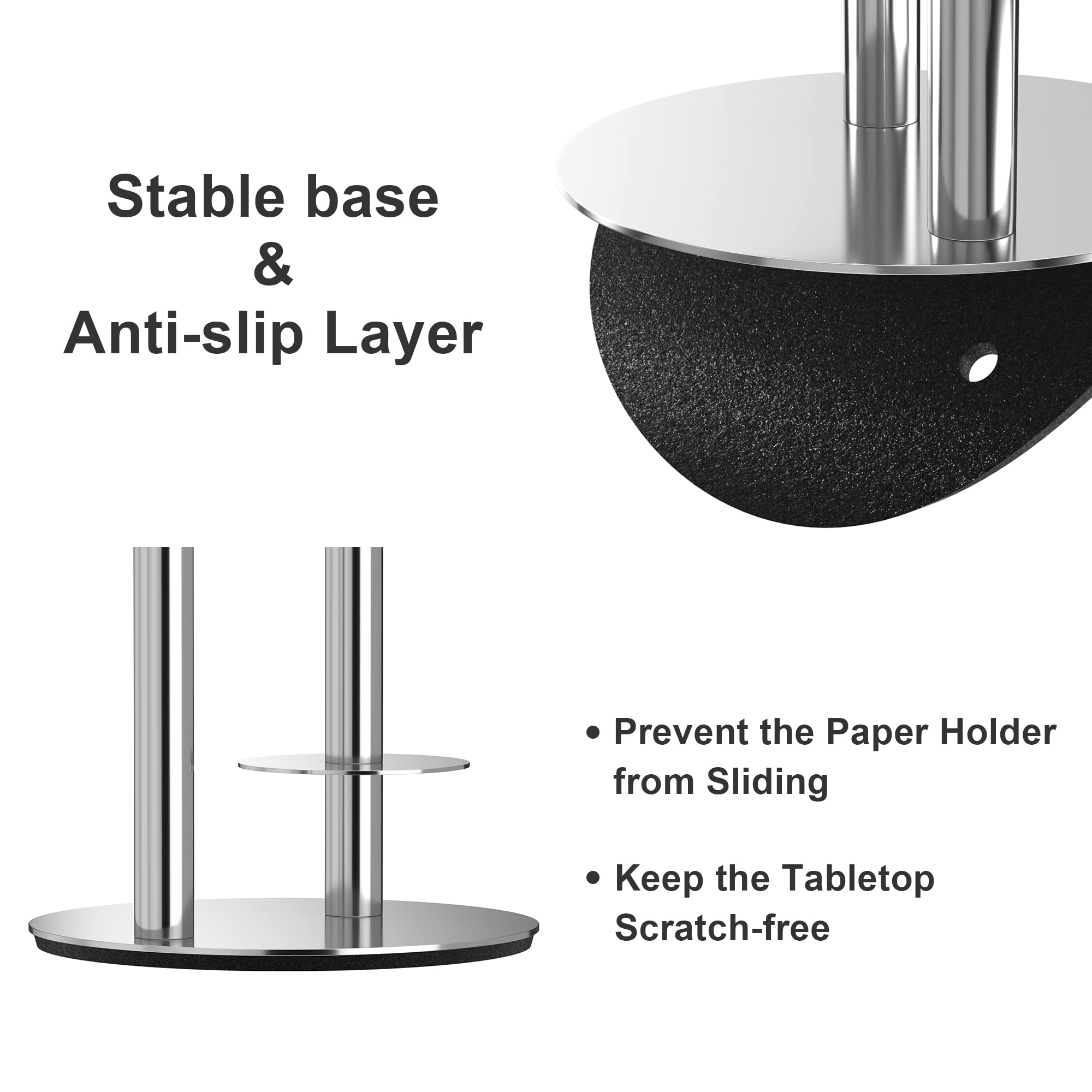 Silber Toilettenpapierhalter, freistehender Toilettenpapierhalter, Edelstahl Toilettenpapierrollenregal und Spender für 3 Papierrollen, Badezimmerzubehör