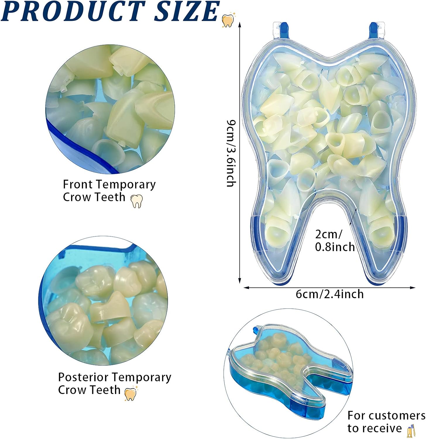 Resin Teeth Veneers Mixed Dental Temporary Teeth Front and Molar Posterior Teeth for Halloween Cosplay Party Makeup Scary Theme Party Costume Filling Fix Missing Broken Tooth (200 Pieces)