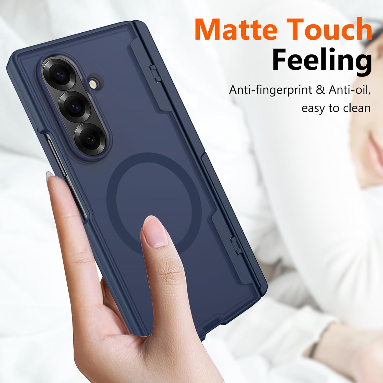 for Samsung Galaxy Z Fold 7 Magnetic Case with Stand, [Compatible with Magsafe] Military Grade Drop Bumper Built in Privacy Screen Protector Hinge Protection Rugger Cover for Z Fold 7 Blue