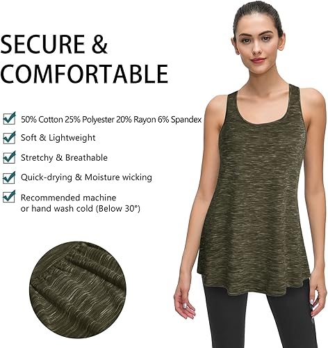 Miniatura 3 de Cestyle - Camiseta sin mangas para mujer, cuello redondo, corte holgado, para entrenamiento