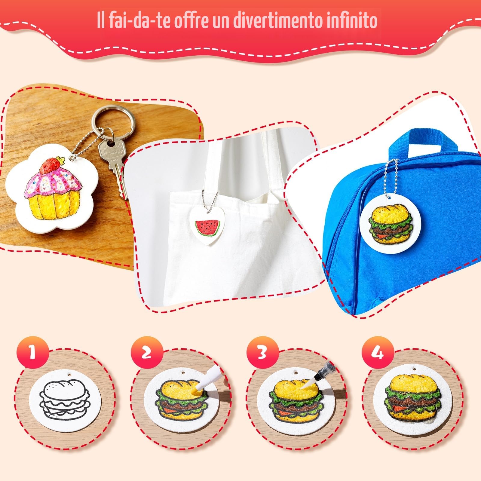 EXTSUD Magico Puffy Paint, 68 pezzi 3D Schiuma Texture Set da pittura per bambini con 30 fogli di carta da colorare, 24 pennarelli, accessori fai da te e set creativo