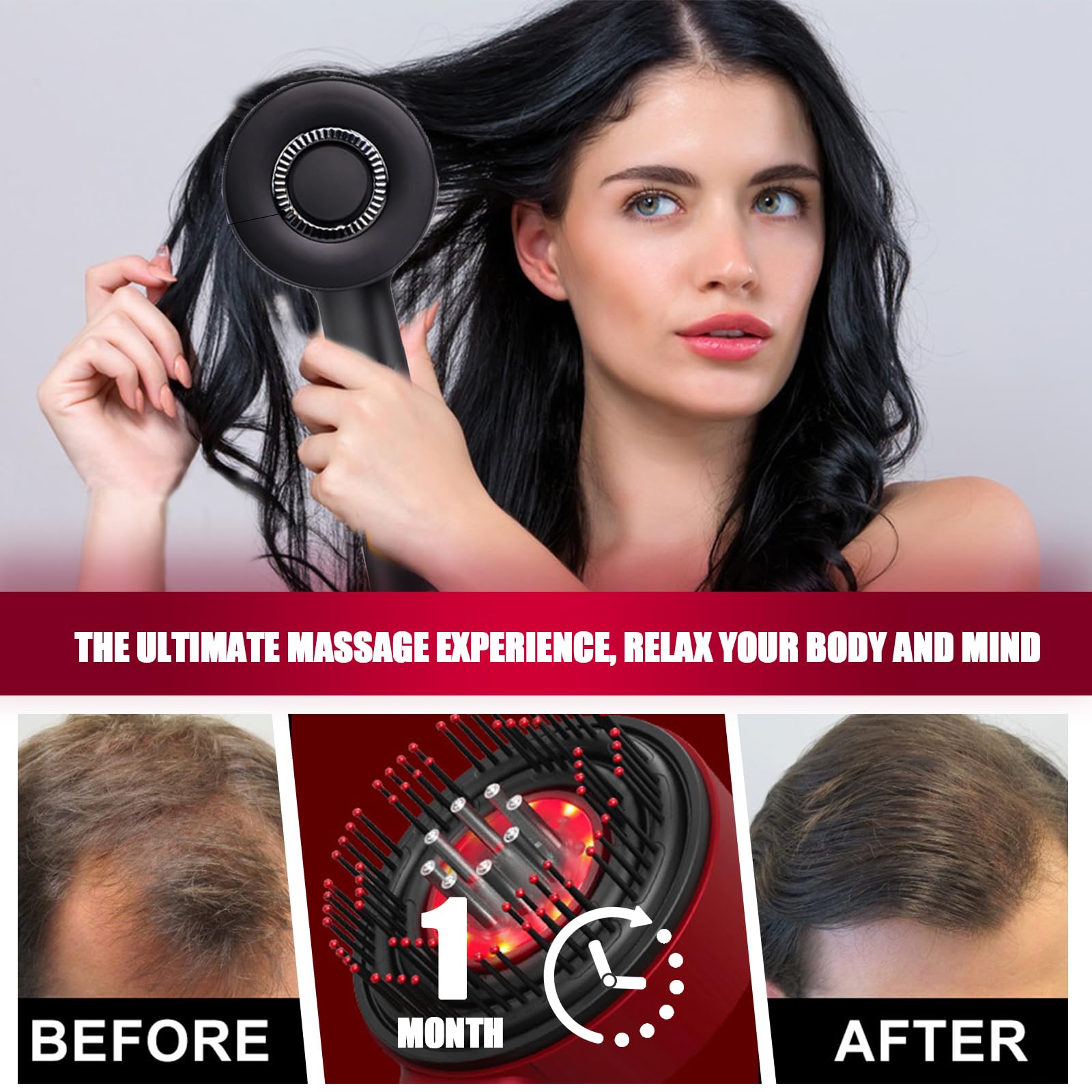 Amazon.com : Red Hair Massager, Scalp Massager, Multi-Function Electric  Scalp Massage Comb for Hair, Cordless Waterproof Oil Diffuser Massage Comb  (Black) : Beauty & Personal Care