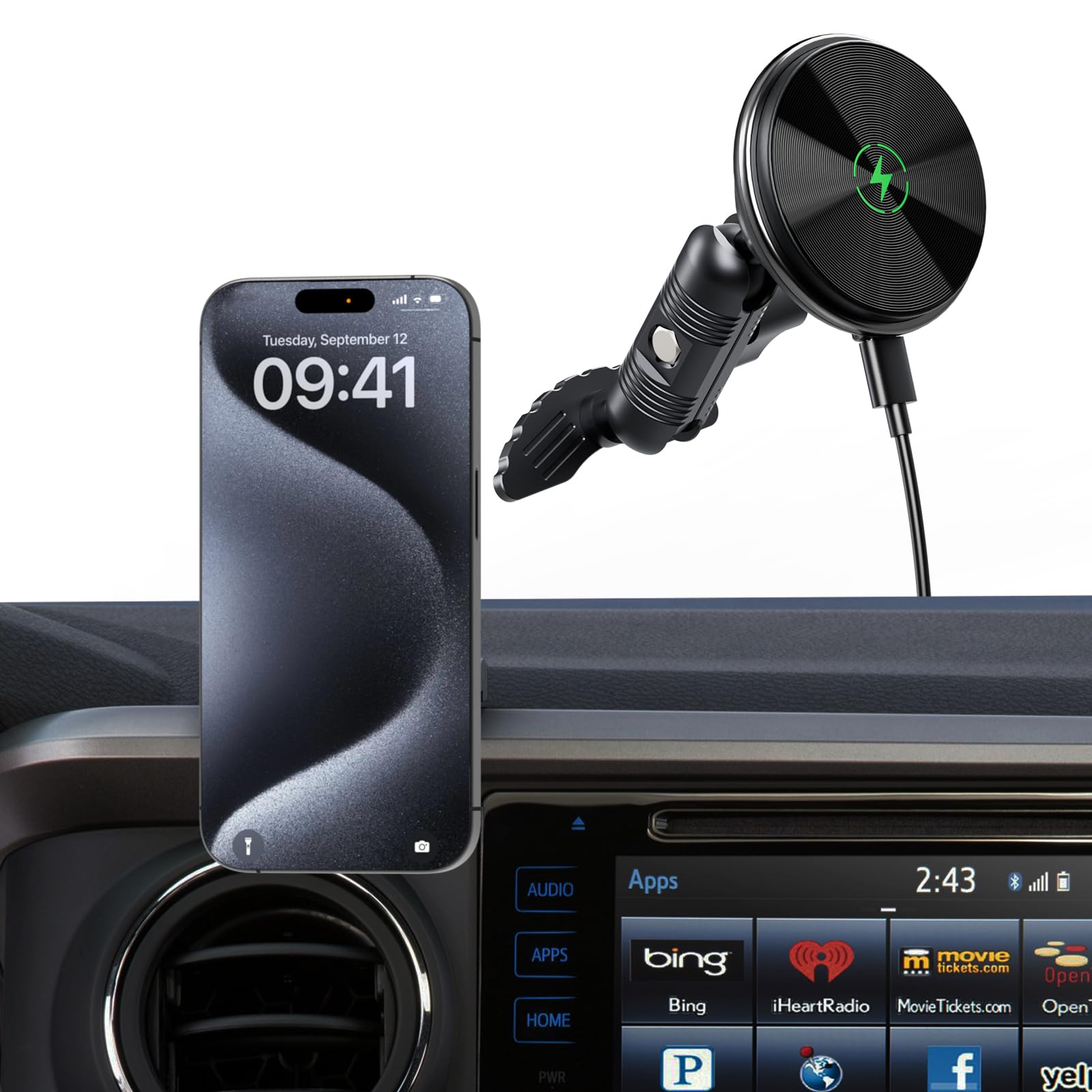 Kaishengyuan Wireless Charger Magnetic Vent Phone Mount Dash Magentic Phone Holder Compatible with Tacoma 2016-2023