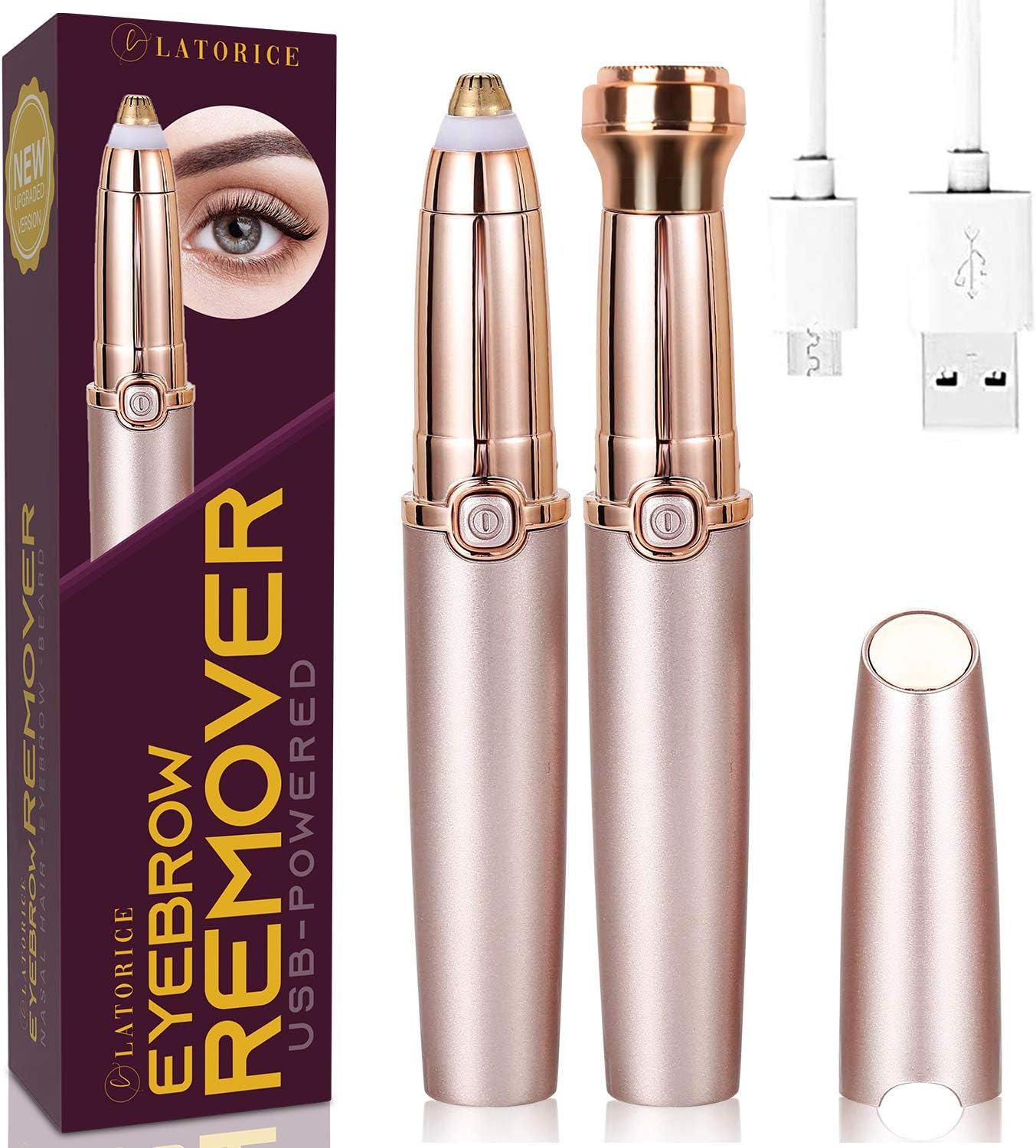 Eyebrow Trimmer, Rechargeable Eyebrow Hair Remover, 2 in 1 Facial Hair Remover Painless-Precision Eyebrow Razor Tool for Face Lips Nose Facial Hair Removal for Men Women Product Name