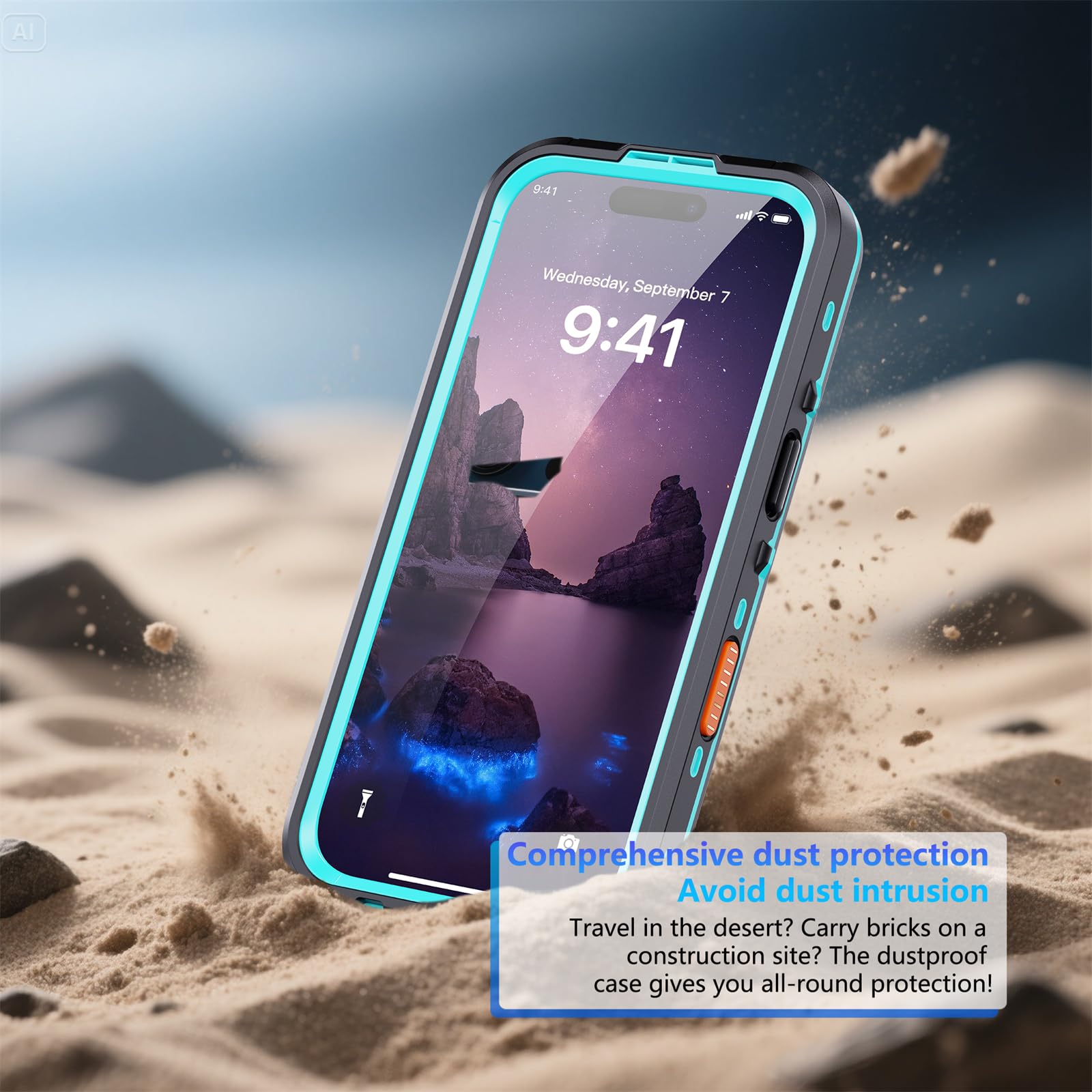 Wodoodporne etui do iPhone'a 17 Pro Max/17 Pro/17 Air/17, kompatybilne z MagSafe z certyfikatem IP68, podwodne, w pełni uszczelnione etui z wbudowaną osłoną ekranu (niebieskie, iPhone 17)