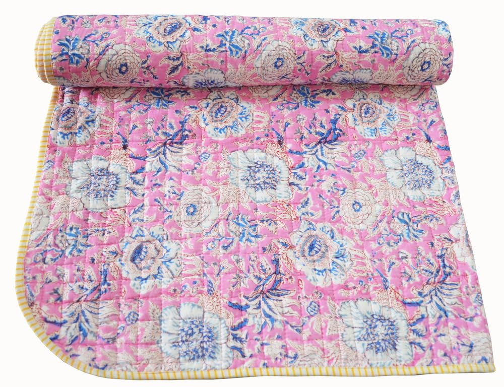 Couvre-lit en coton Kantha pour bébé, fini les irritations de peau avec le floral 1040