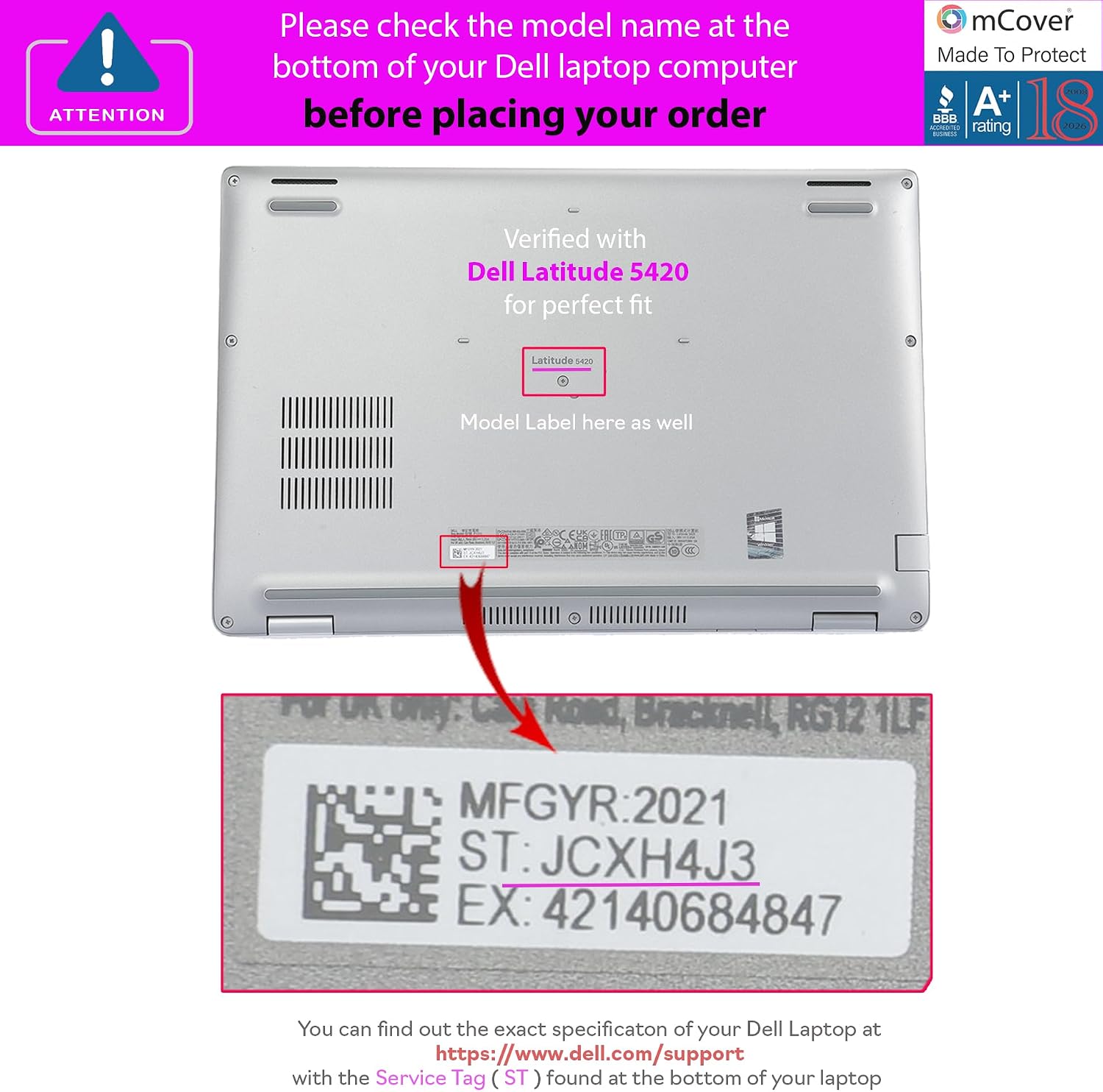 mCover Case Only Compatible for 2021 ～ 2023 14-inch Dell Latitude 5420 5430 Windows Notebook PC (NOT Fitting Any Other Dell Models) - Pink image 5