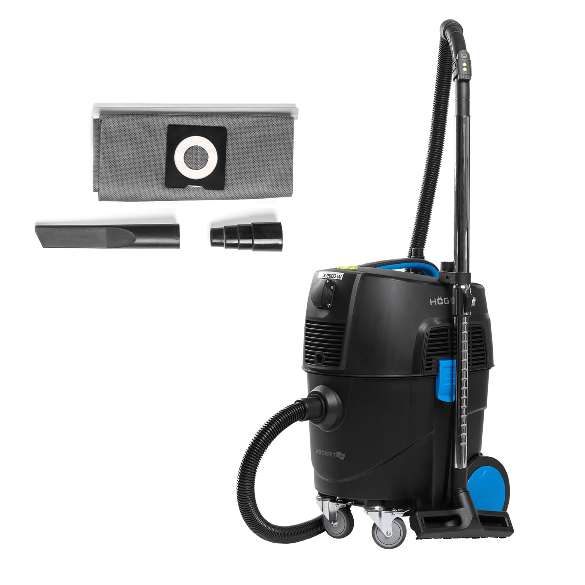 Högert Technik – Nass- und Trockensauger 30 L mit automatischer Filterreinigung, Funkfernbedienung, HEPA-Filter, Steckdose für Elektrowerkzeuge, 1600W Leistung