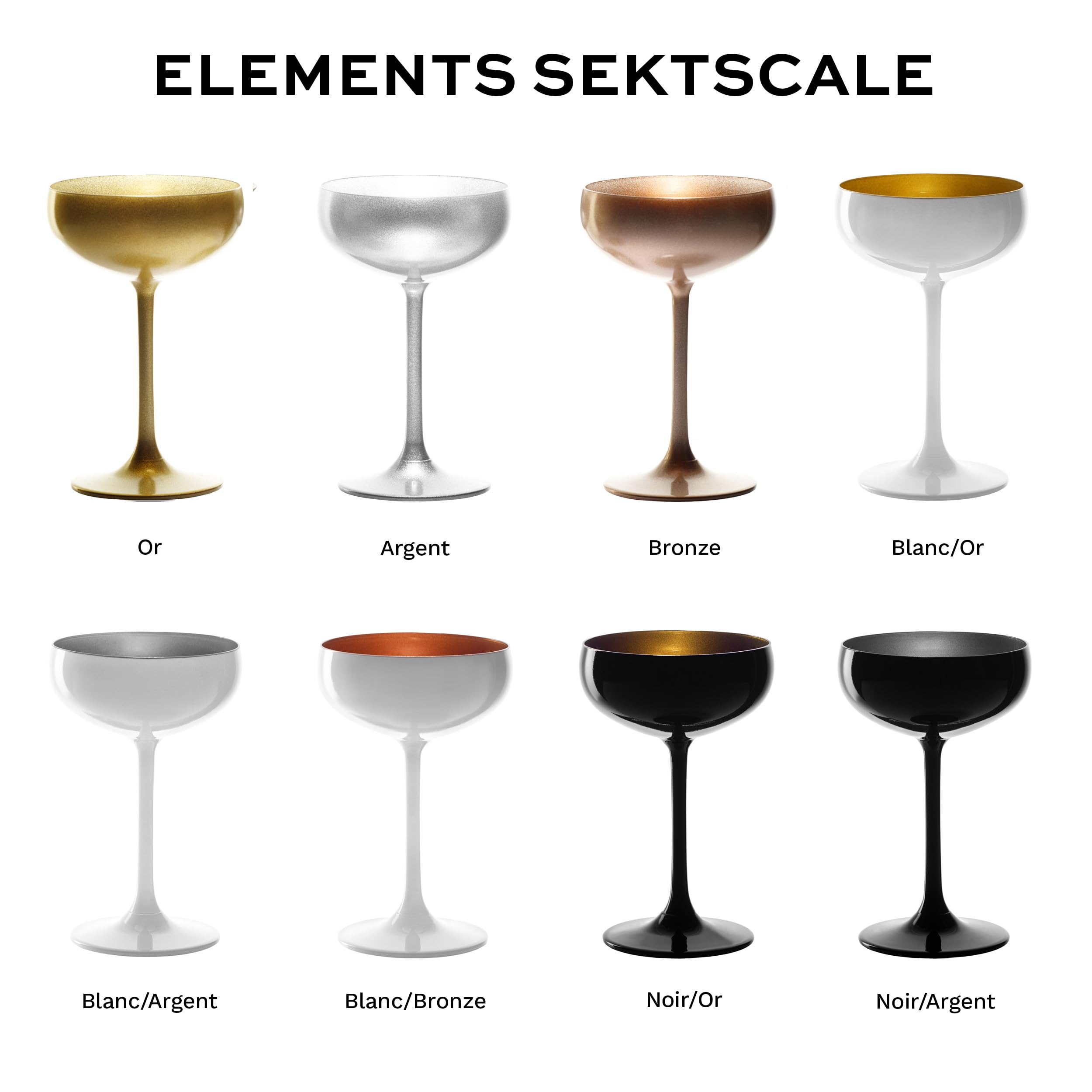 Stölzle Lausitz Coupes à Champagne Elements 6x230 ml – Verres Élégants en Cristal Noir/Or – Idéal pour Champagne, Prosecco & Cocktails – Résistants aux Chocs, sans Plomb, Lavables au Lave-Vaisselle