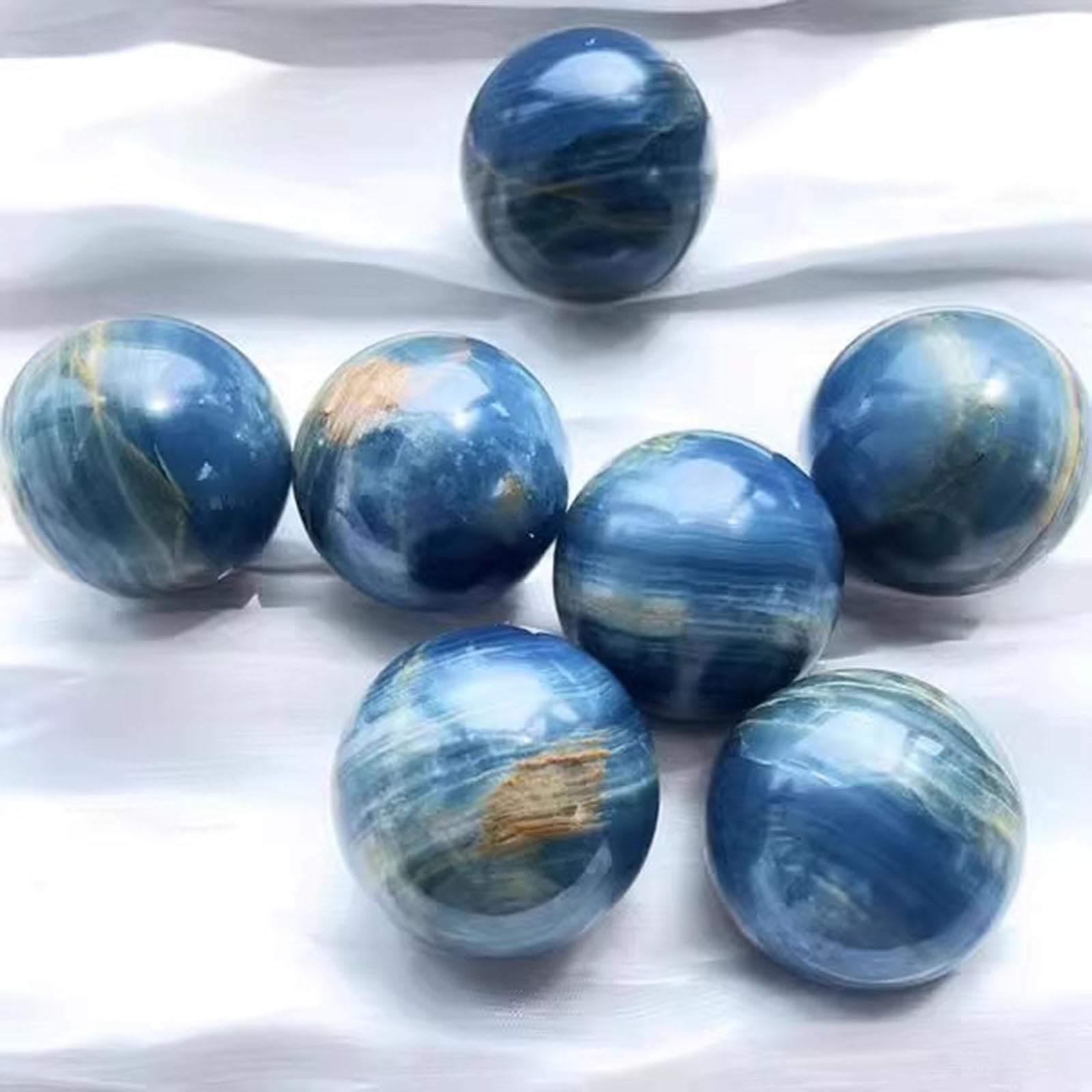 Sfera di Cristallo di Agata Blu, Sfere di Cristallo per Meditazione, Stregoneria e Sfere Decorative, Cristalli e Pietre curative, Regalo per Principianti, Ornamenti da scrivania,50~60mm