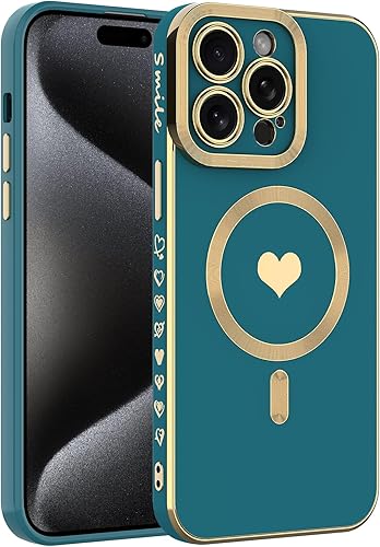 Miniatura 11 de wahhle Magsafe - Funda magnética para iPhone 13 Pro, funda de teléfono con diseño de corazón chapado de lujo, compatible con Magsafe para mujeres y