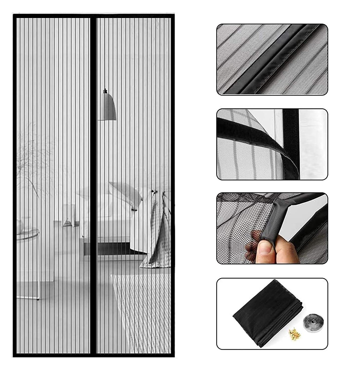 Zanzariera Finestra 170x230cm Anti Zanzare Insetti Zanzariera Porta Finestra Rete di Ottima qualità,Easy to Install per Scorrevole Legno, Ferro, in Alluminio Porte, Grigio