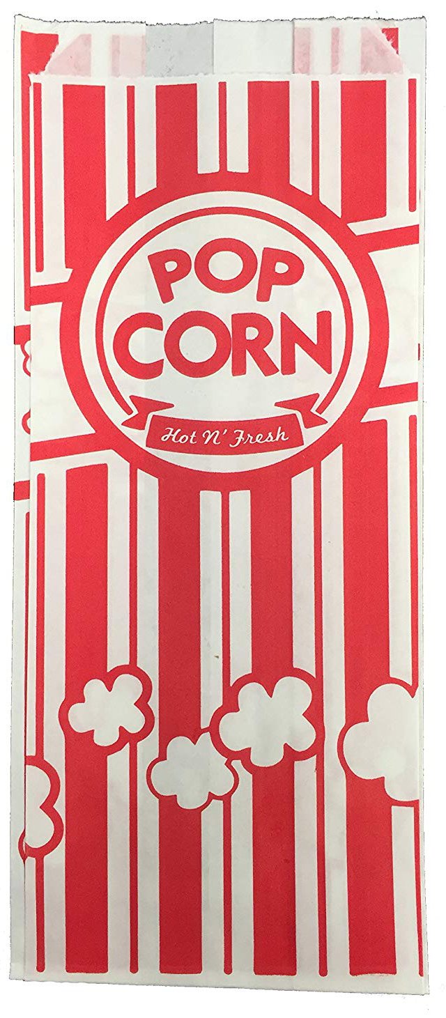 URPARTY Paper Popcorn Bags, 2 oz, Red & White, 100 Piece