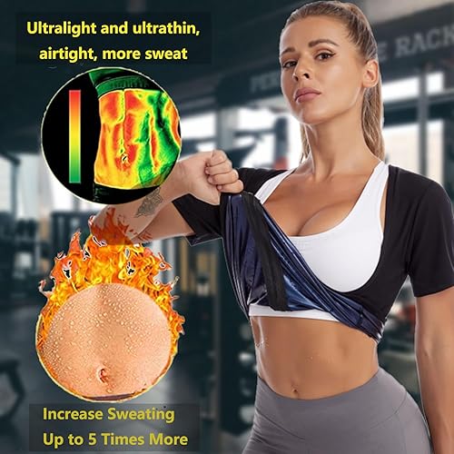 Miniatura 4 de Traje de sauna para mujer, camisa de sauna para pérdida de peso, traje de sudor, chaleco de entrenamiento de cintura, chaleco de fitness con