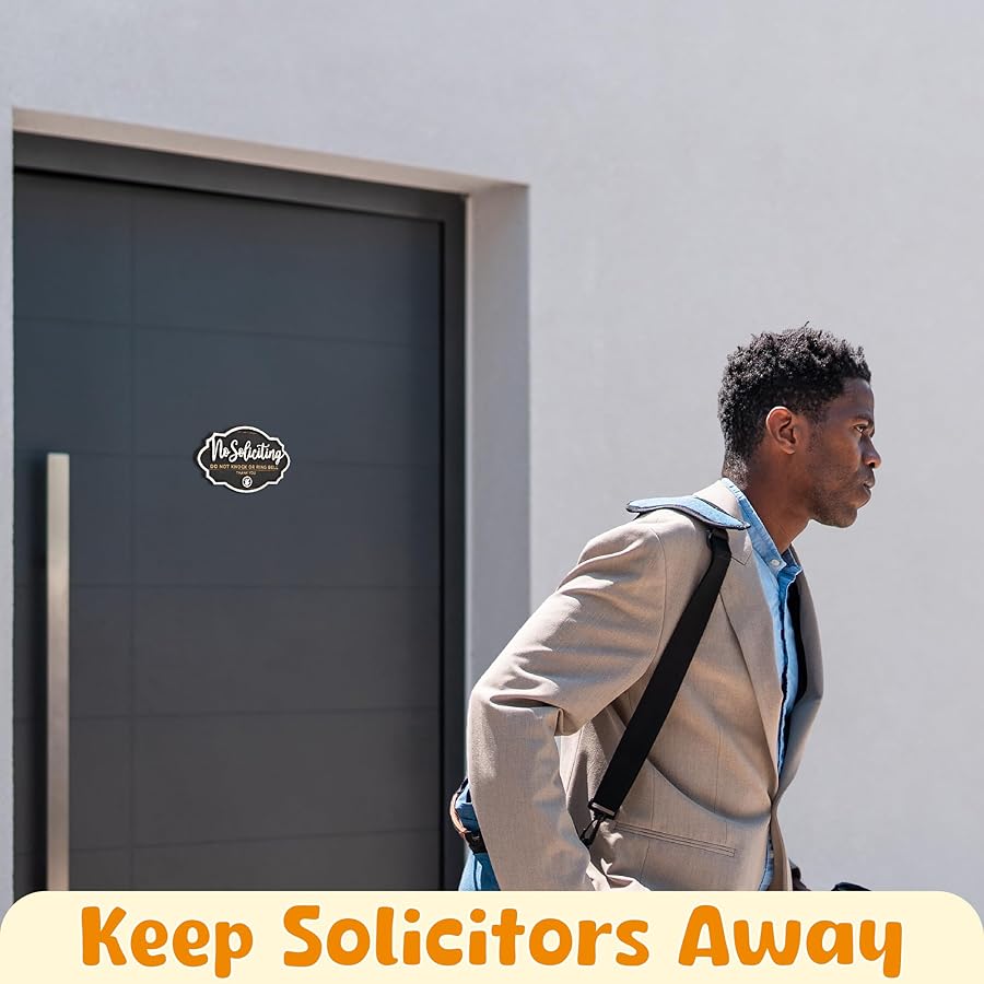 Woodamore No Soliciting Sign For House Door - Do Not Knock Or Ring Doorbell Sign For Front Door Hanging, Funny No Soliciting Signs For Home, No Solicitors Signs For Office - image 4