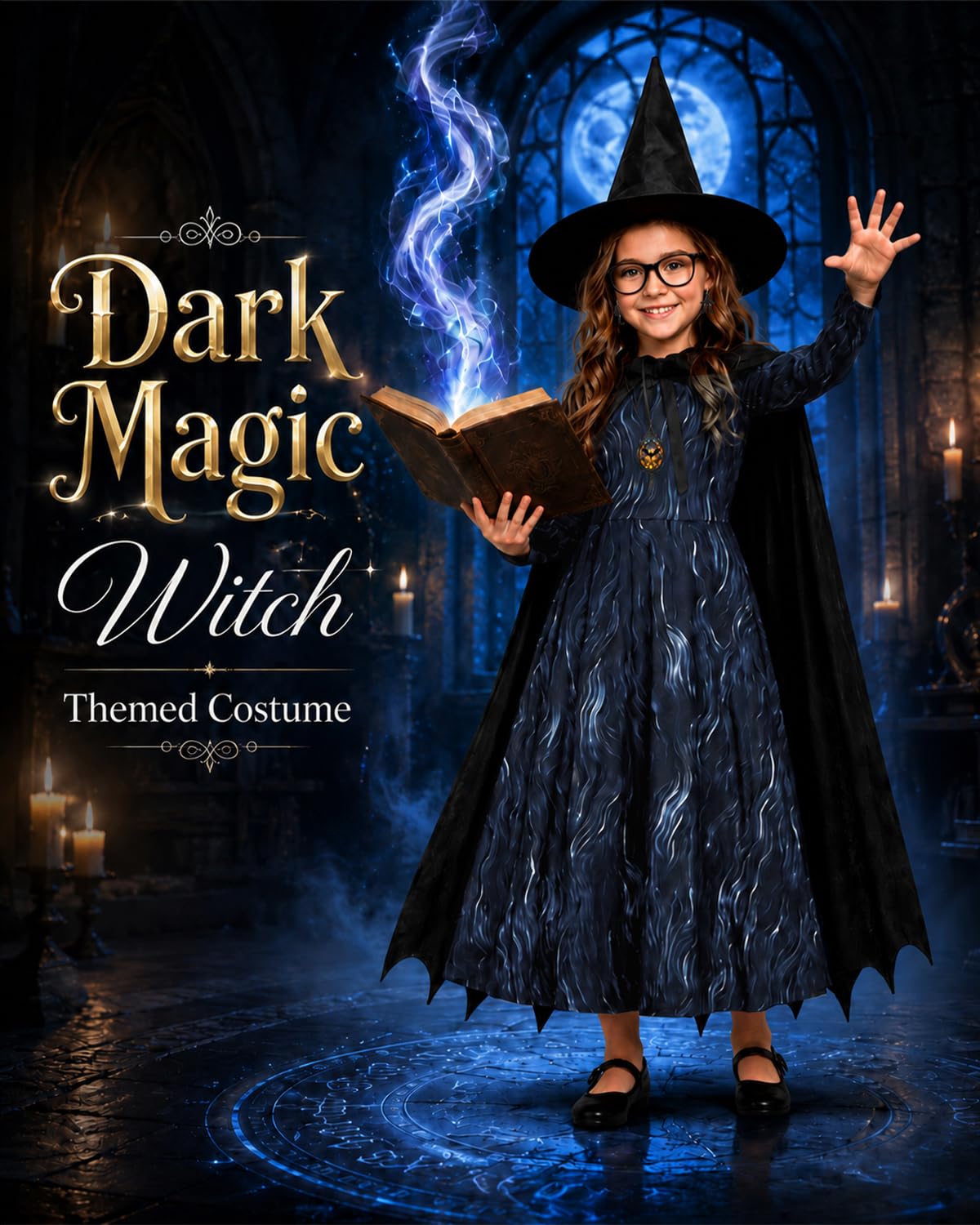 Disfraz Bruja Niña, Disfraz Halloween Niña Bruja con Accesorios, 150