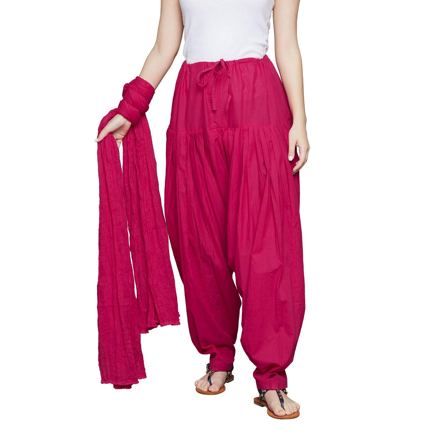 Women's Cotton Plain Patiala Salwar with Dupatta Set || Premium Cotton Patiala Salwar (Pants) for Women (Free Size)-image-10