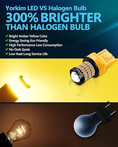 Miniatura 10 de Yorkim Bombilla LED ultra brillante 7440 roja T20 7441 7443 7444 W21W para luz de marcha atrás de respaldo, luz de ruptura, luz trasera, luz de