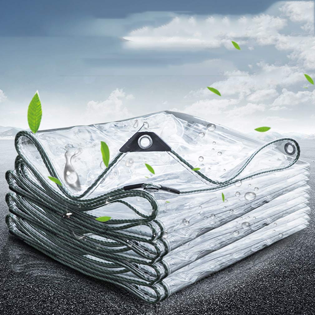 Wasserdicht Transparente Plane,0,35mm Dicke,Stabil Flexibel,Breit für Innen und Außenbereich Meterware,Faltbar PVC-Material Vordächer mit Ösen,Balkon,Vorhang,Sonnenschutz Tarp(1.8x3m/5.9x9.8ft)
