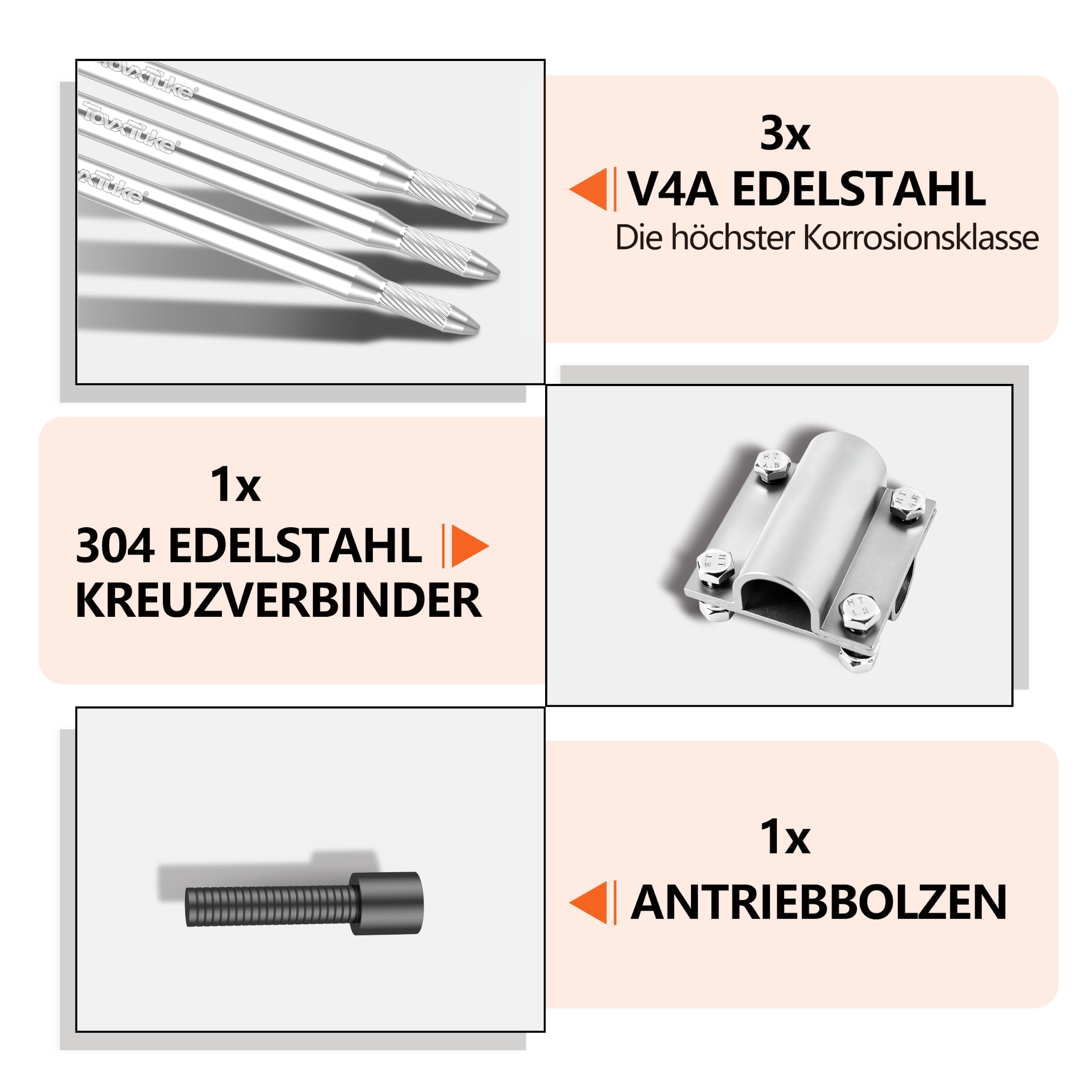 TovxTuke Tiefenerder V4A Edelstahl Set 3M Ø20 inkl. Schlagkopf & Klemme