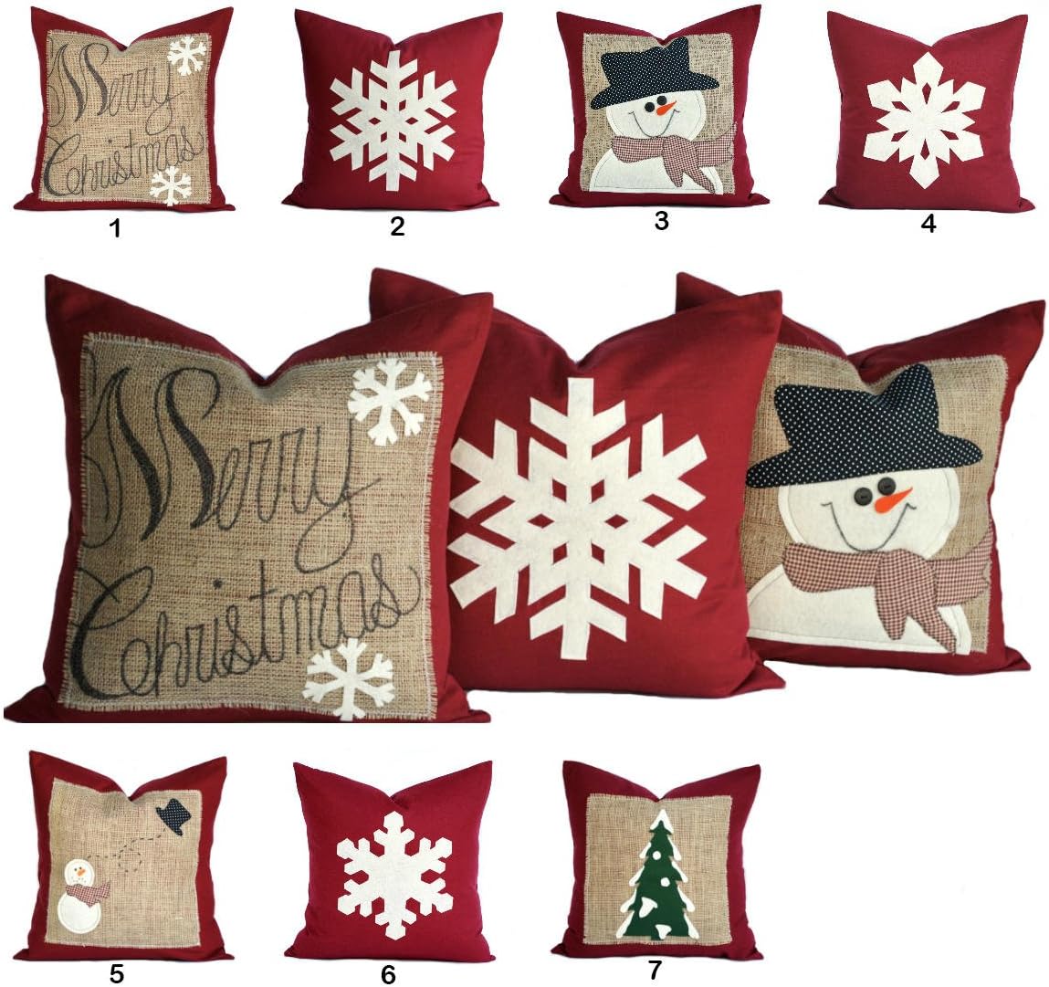 That Dutch Girl Choose Your Christmas Pillow Cover, 18x18, Holiday Pillows, Christmas Pillow, Decorative Pillow, Cushion, Christmas Decoration, Snowman, Snowflake, Merry Christmas, Red Pillow