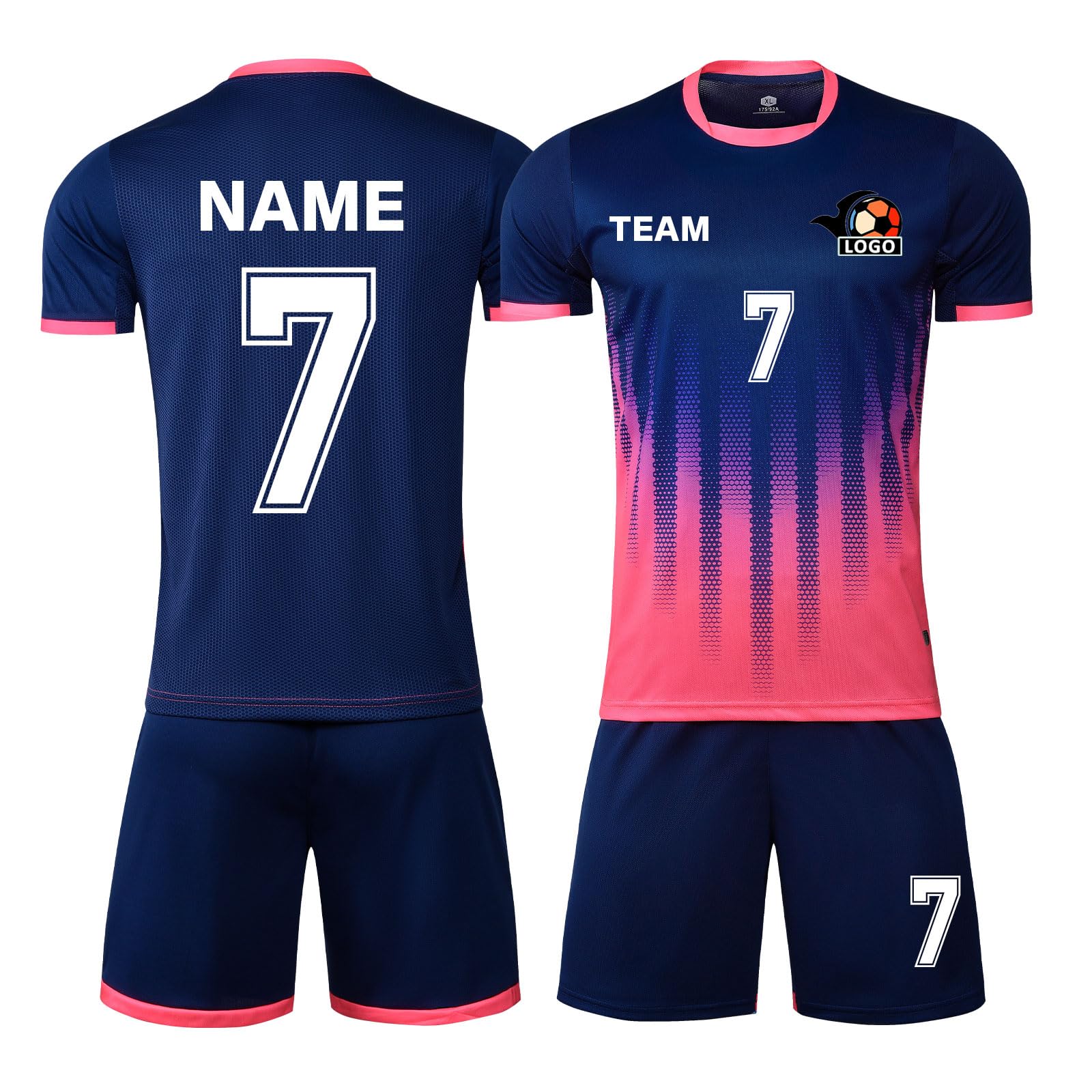 LAIFU Custom Soccer Jerseys Set Kids Youth Adult Personalized Soccer Uniforms Shirts Shorts with Name Number Logo (Sapphire Blue)