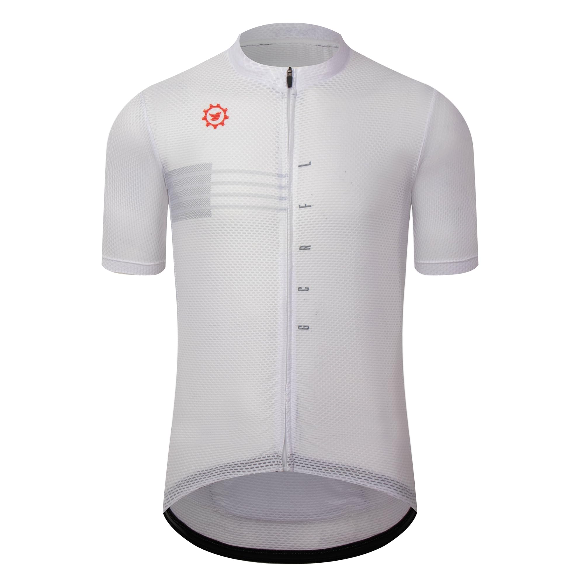 GCRFL Men's Cycling Jersey with 3+1 Zipper Pockets Short Sleeves Biking Bike Jersey Cycling Shirt Breathable Mesh Fabric (220, M) White