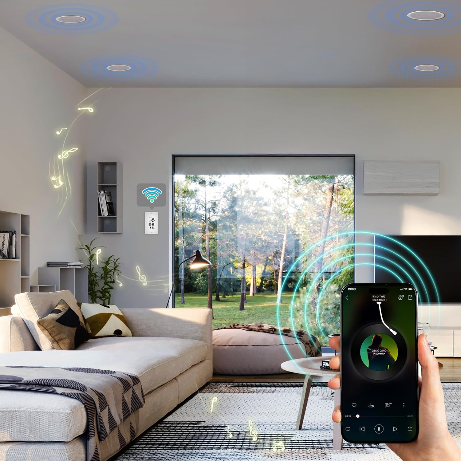 STUDIOFINIX 6.5 Inch Bluetooth Ceiling Speakers,600W 2-Way System with Wall Amplifier,for Home Theater, Living Room,Office,Kichten,Study Room,Basement,Covered Patio and Flush Mount (4 Speakers) - Image 7