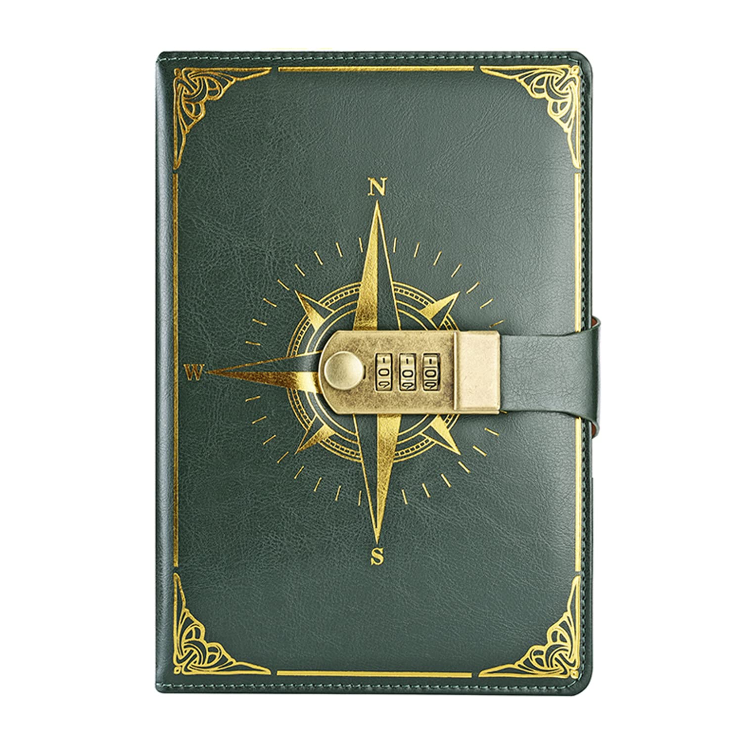 LinYesh Diario de piel sintética con bloqueo de código, cuaderno retro con patrón náutico, A5 Secreto de contraseña, diario diario de viaje con cerradura de combinación, bloqueo de código personal