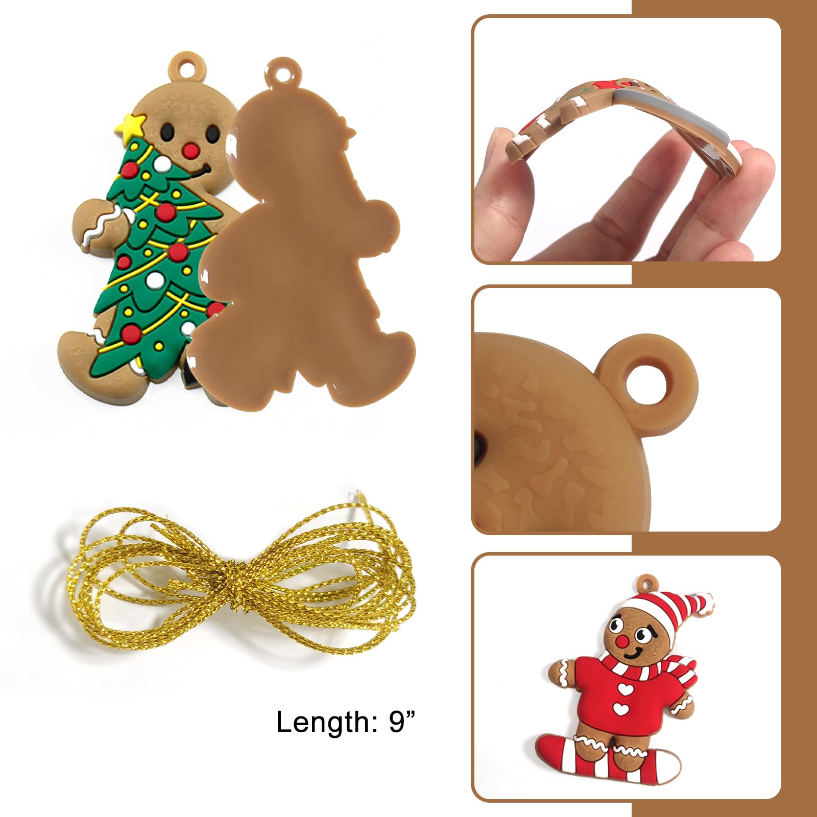 Qiuyan 8 PCS Fun Christmas Gingerbread Man Ornaments for Xmas Tree Decoration Soft Pliable Gingerbread People with String - Image 2