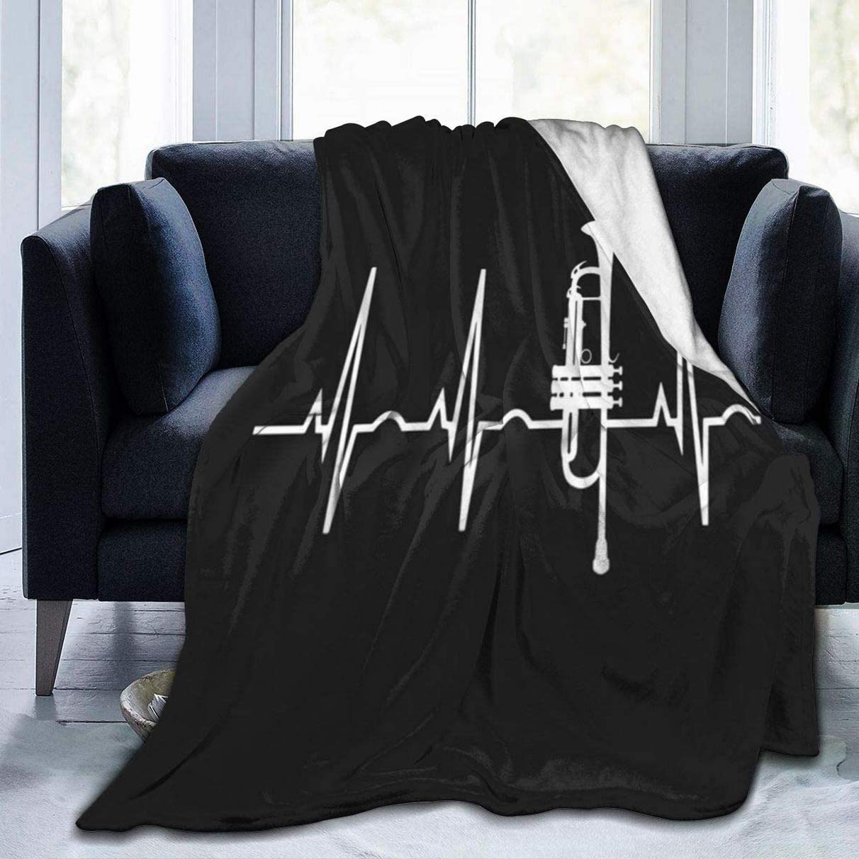 ATOurDealss Fleece Blanket Trumpet Heartbeat Plush Throw Fuzzy Super Soft Reversible Microfiber Flannel Blankets 80"x60"