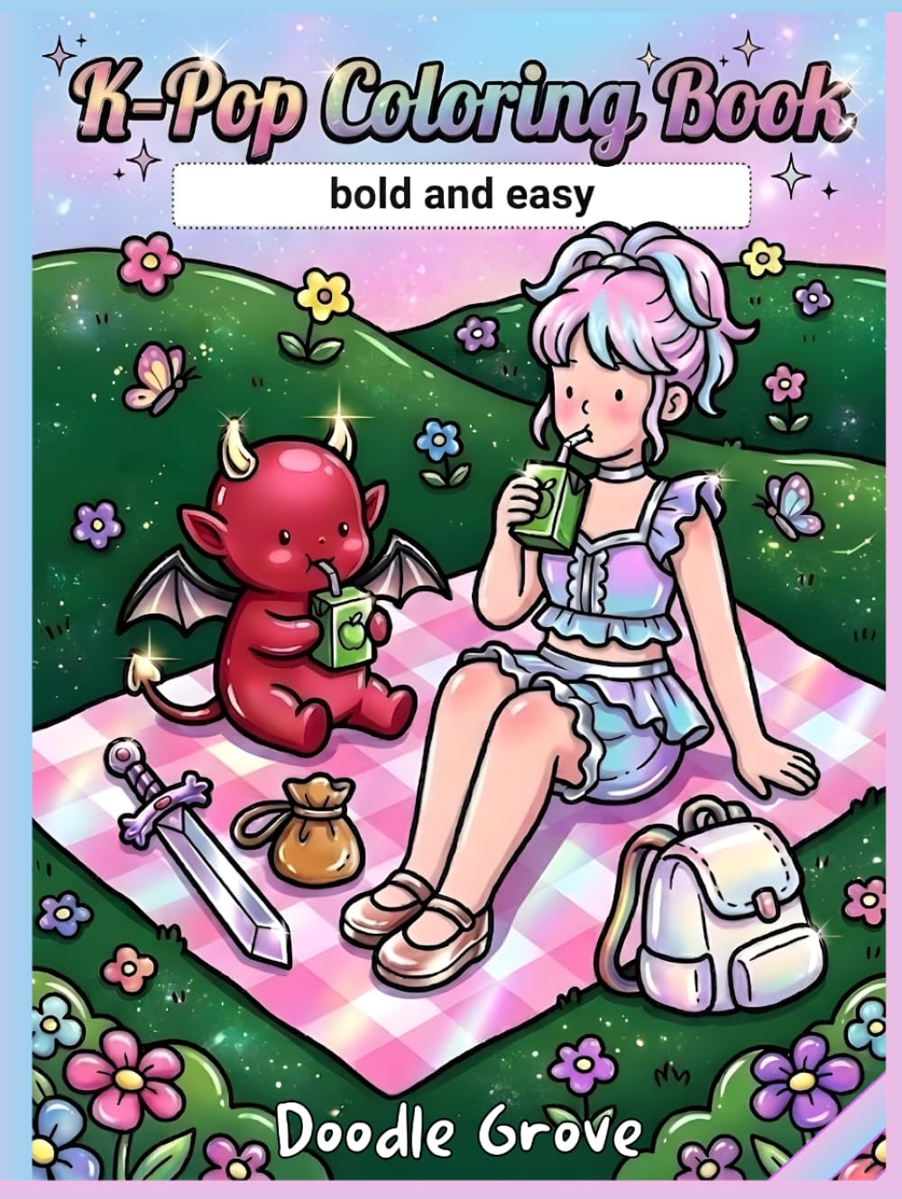 K-Pop Coloring Book: Bold and Easy Dark Fantasy Coloring Pages Featuring Cute Idol Fashion, Spooky Manga Vibes, Music Magic, Chibi Characters, and Fun Fantasy Scenes for K-Pop Fans