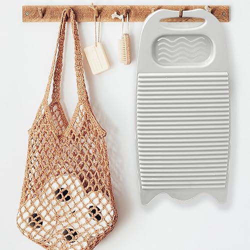 Miniatura 2 de Tabla de lavado, tabla de lavar para lavar a mano la ropa, tabla de limpieza de plástico para el hogar con soporte portátil (A-blanquecino)