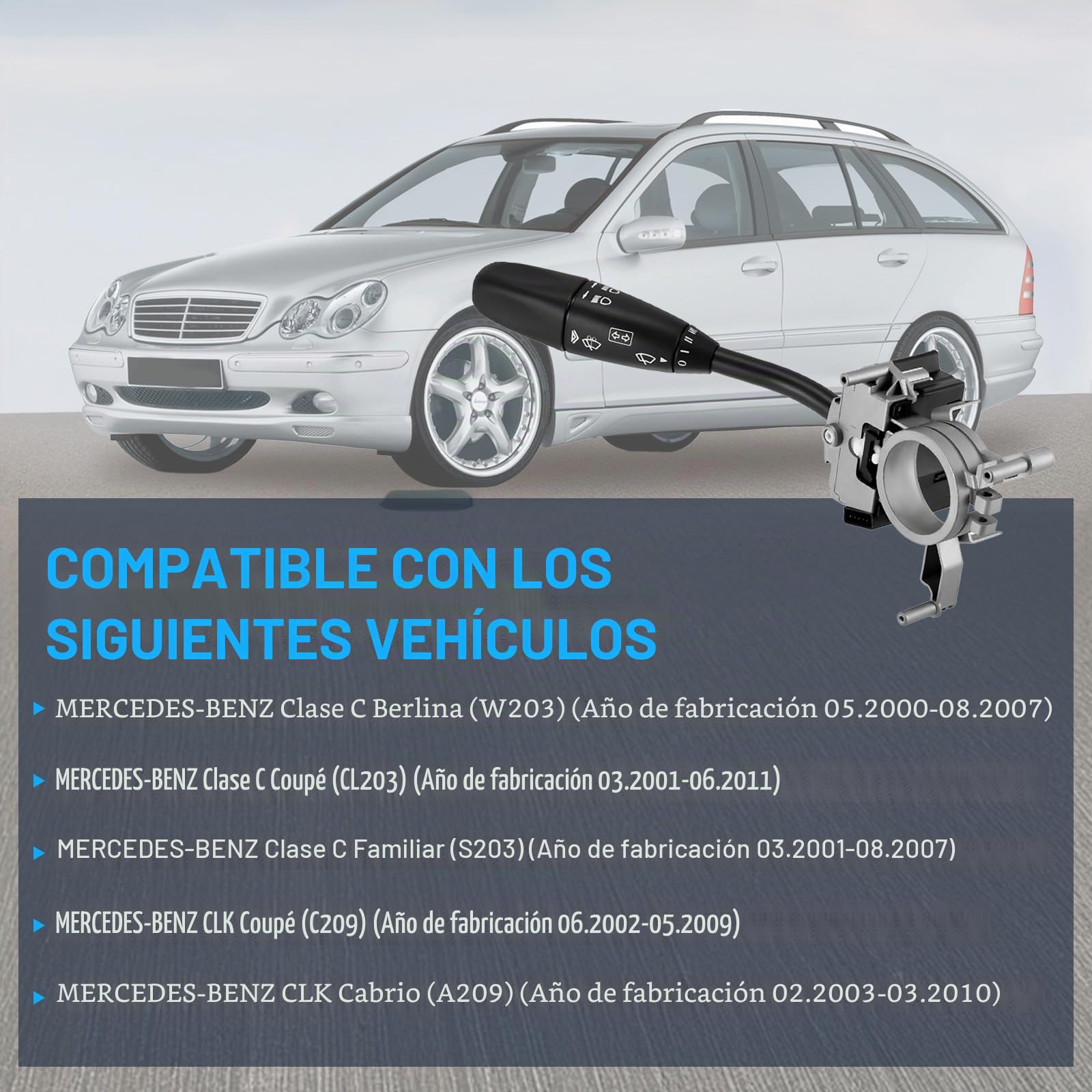 0005452310 Interruptor de dirección intermitente compatible con Mercedes Benz Clase C W203 S203 CL203 CLK C209 A209 2000 – 2010, repuesto para A0005452310 251739 107160