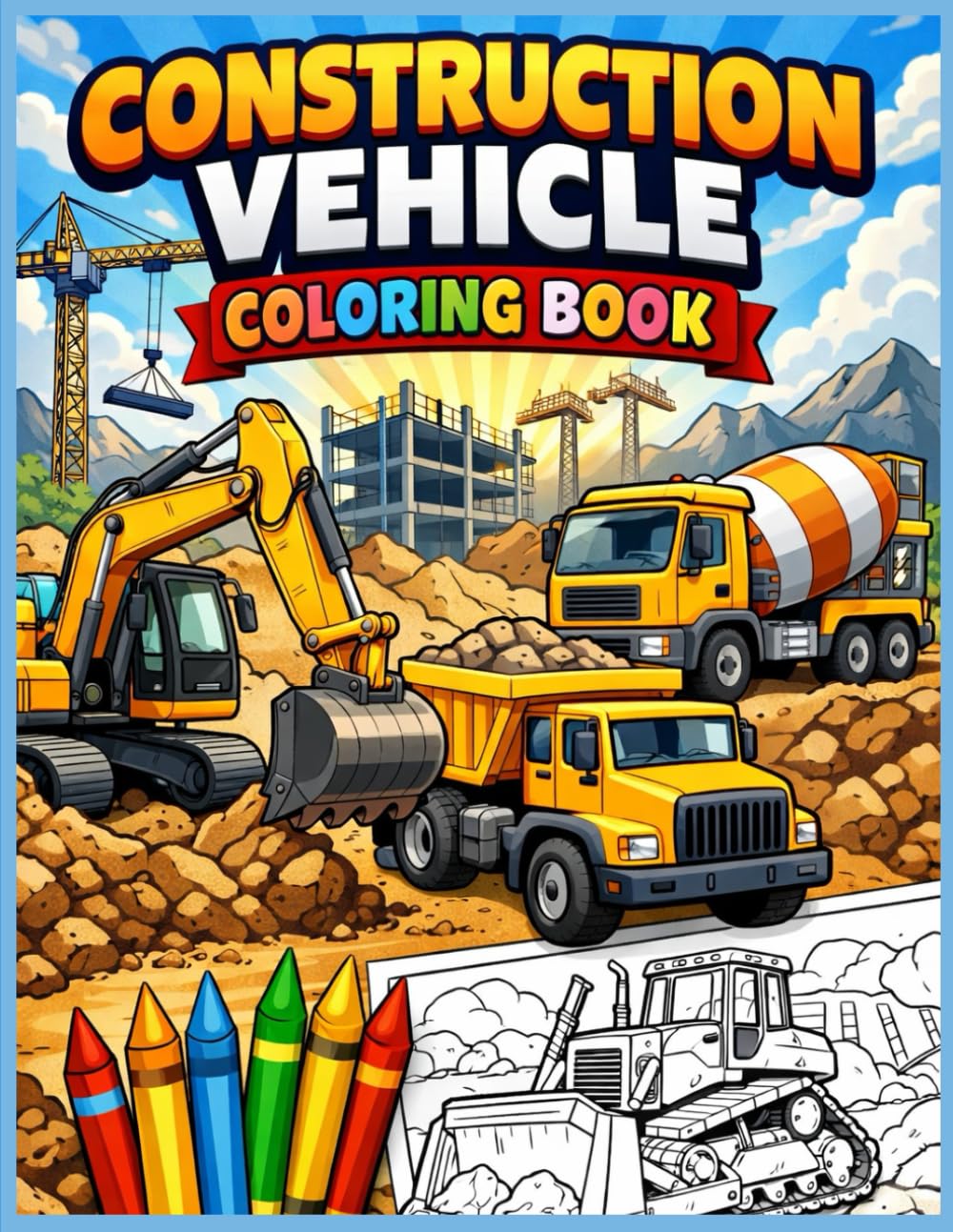 Construction vehicle coloring book