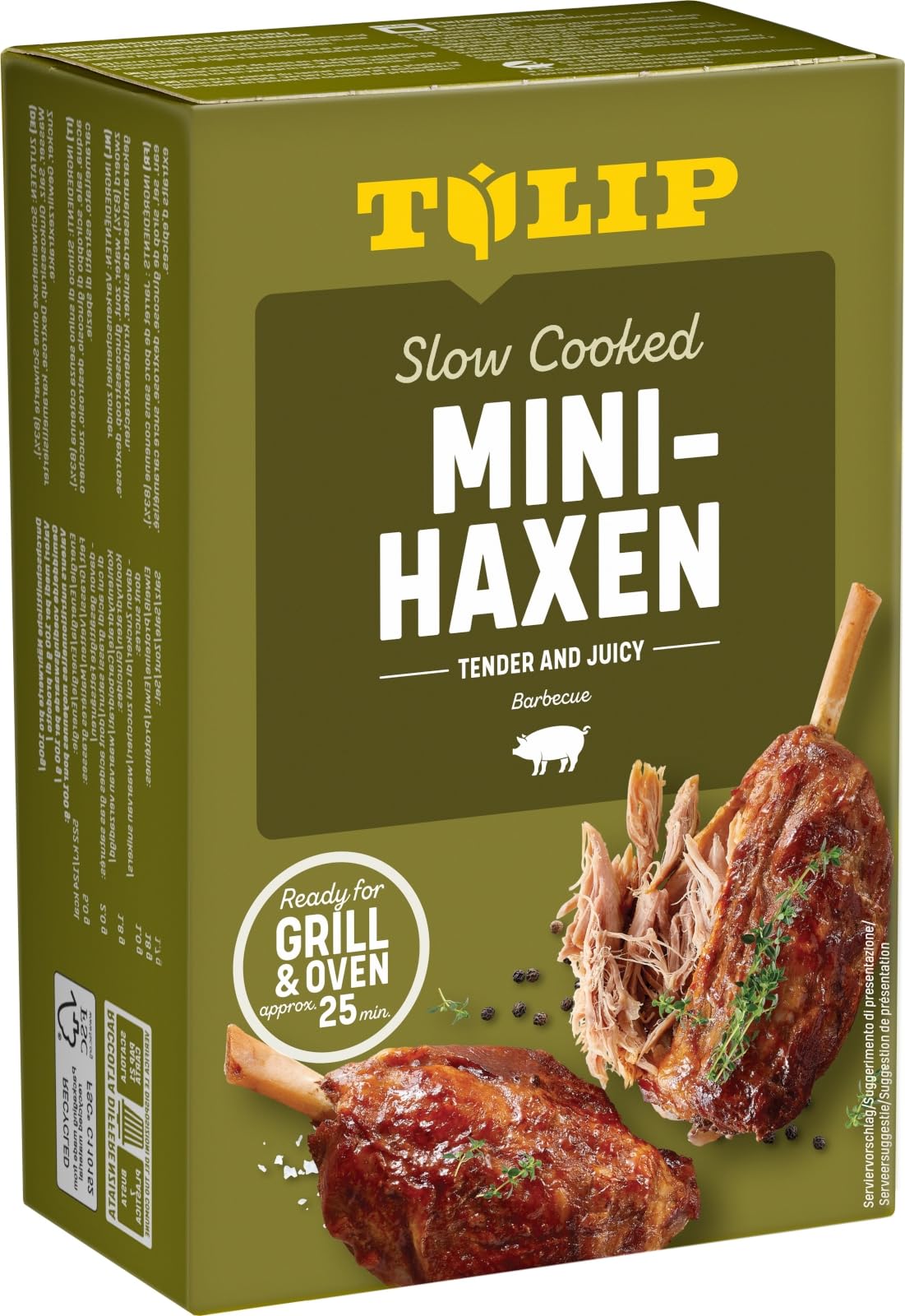 8x TULIP 500 g Mini-Haxe | Nach Slow Cooked Prinzip vorgegart | Vakuumverpackt | einfach im Backofen oder auf dem Grill zubereiten | in ca. 20-25 Minuten fertig | Schweinshaxe ohne Kühlung