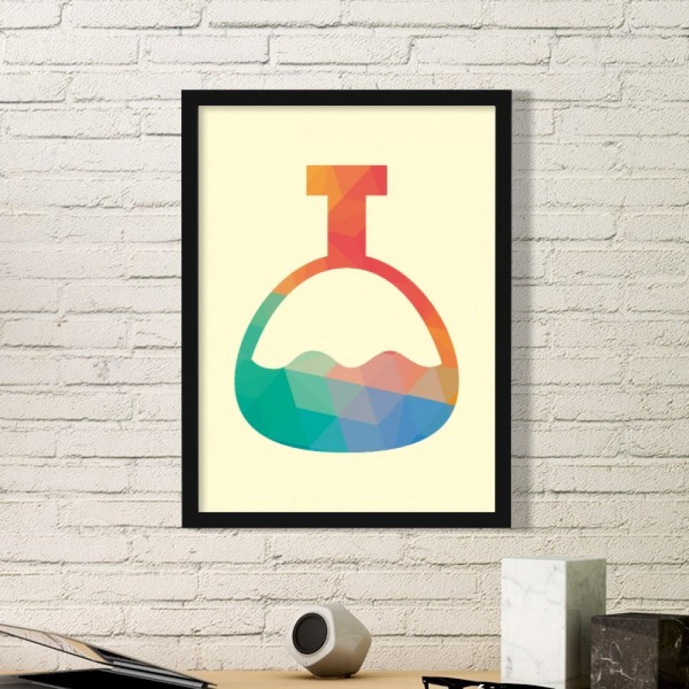 Cadre photo rectangle bois noir petit format illustration fiole chimie cartoon décoration