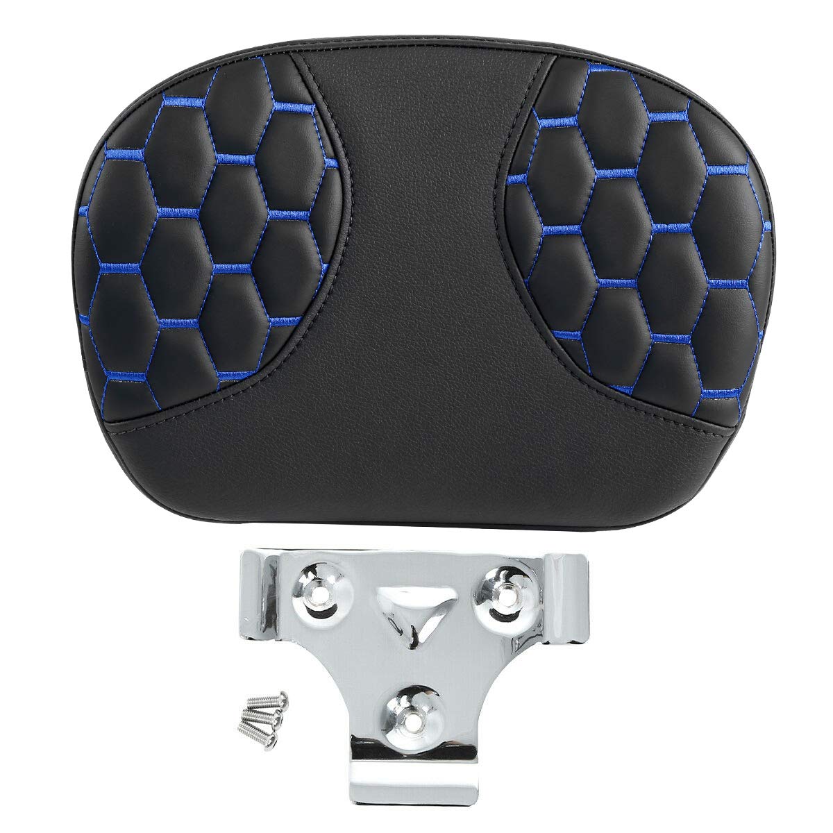 SLMOTO Detachable Leather Passenger Sissy Bar Backrest Pad Bracket Fits For Harley Touring Road King Electra 2014-2023, Blue Stitching