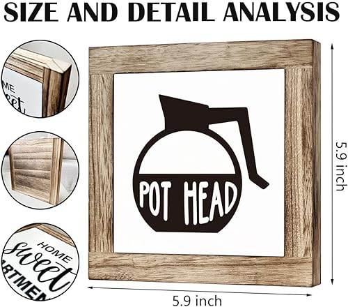 Miniatura 2 de Letrero de cabeza de cafetera, juego de decoración de caja de madera para el hogar, letrero decorativo de mesa, decoración de estante de madera de
