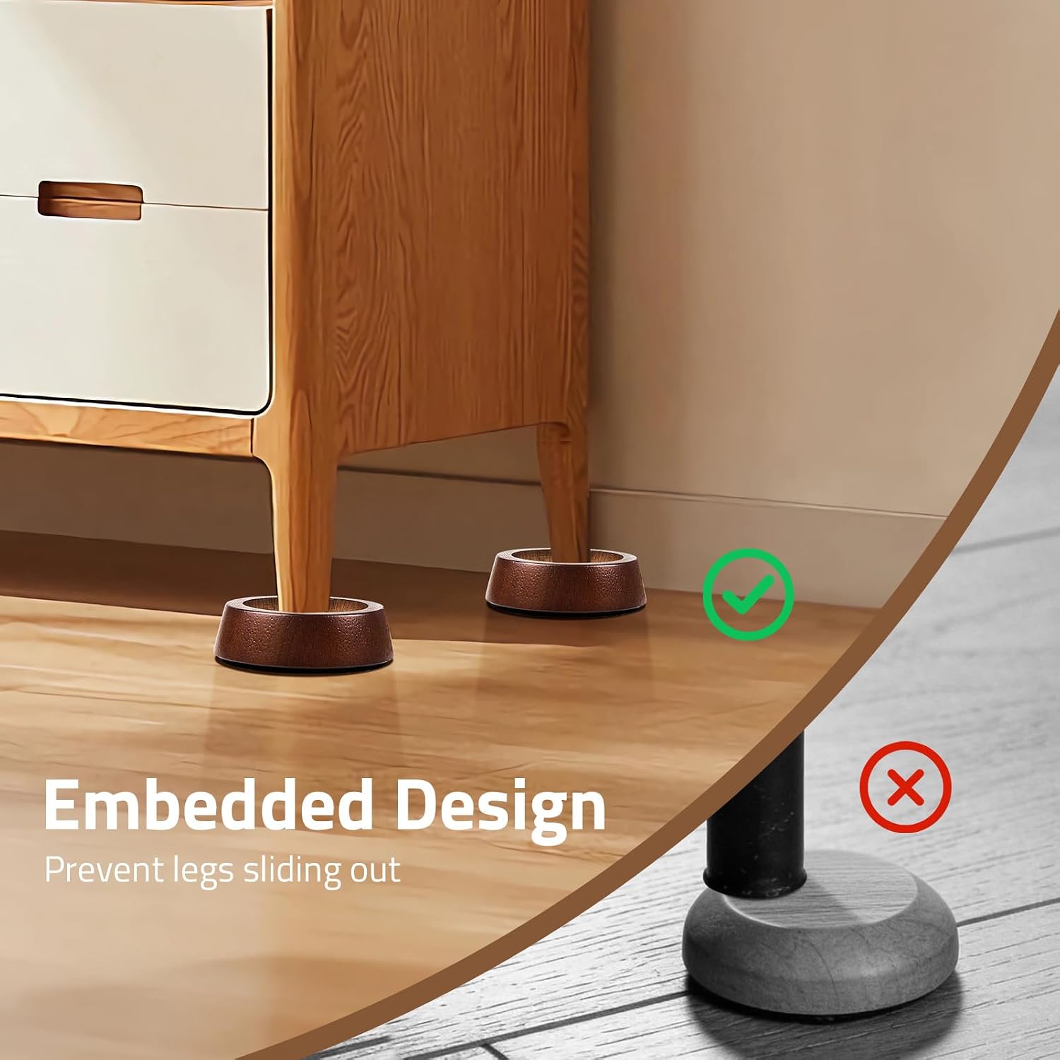 Bed Risers, 1 Inch Wooden Furniture Risers 4 Pack image 4