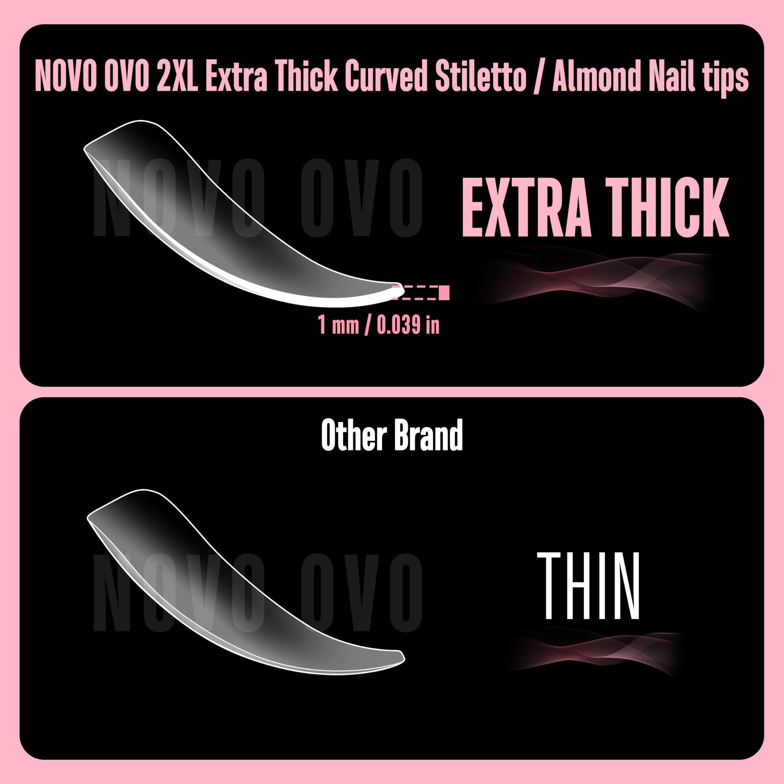 NOVO OVO Halloween XXL Curved Almond Stiletto Nail Tips Press on Full Cover - Image 2