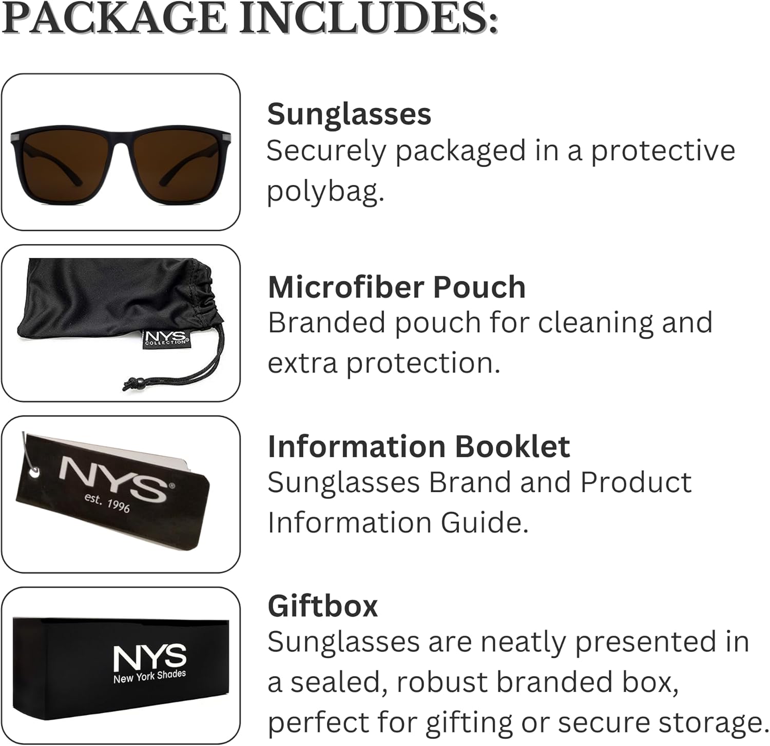 NYS Collection Polarized Sunglasses 100% UV400 Anti-Glare Scratch-Resistant Lightweight Durable Retro Style for Men Women