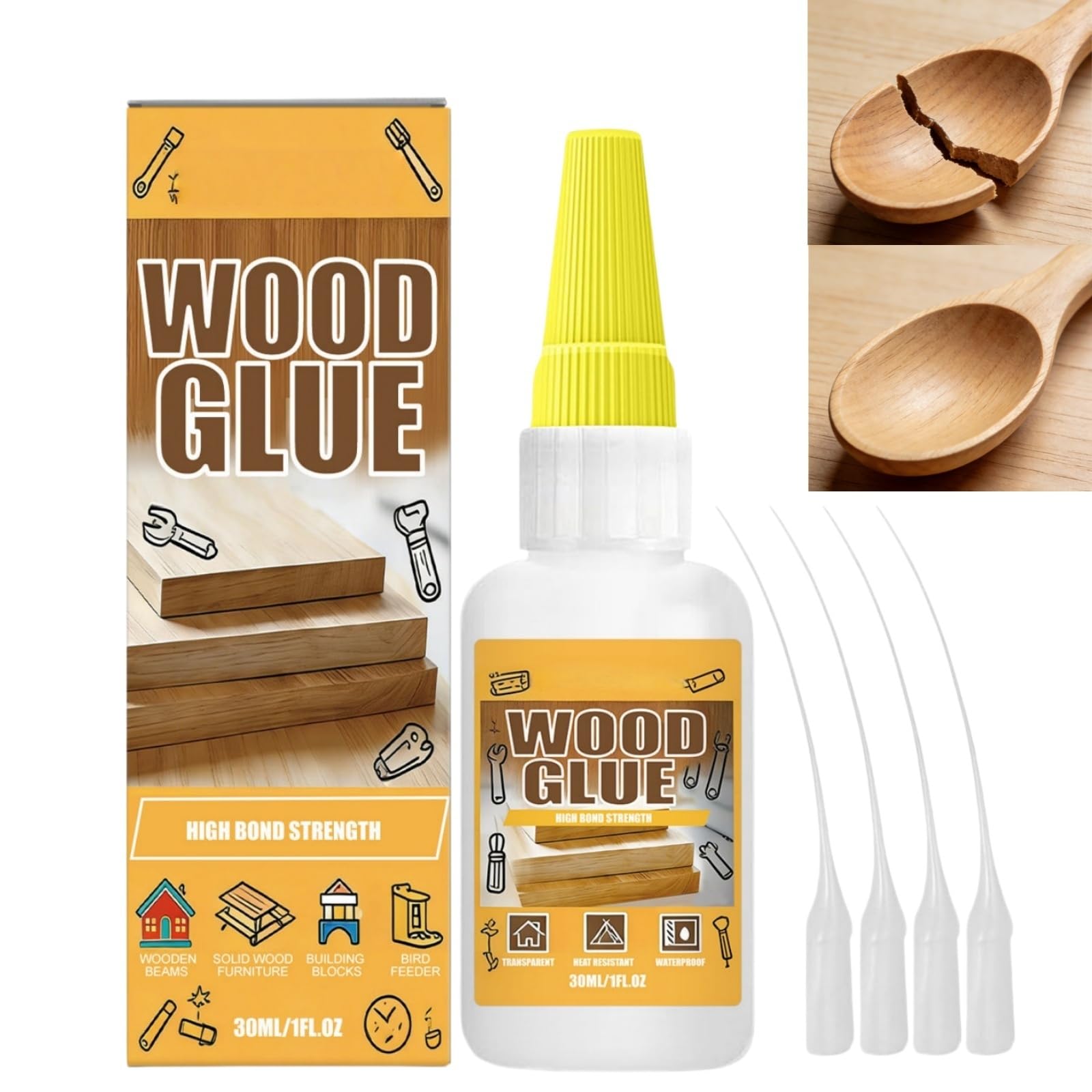 Wood Glue Strong for Furniture,Heavy Duty Strong Wood Glue for Crafts & Repairs,Glue for Wood Adhesive,Clear Wood Adhesive Glue,Fast Drying Glue for Wood,Wood Gl/ue for Indoor Outdoor DIY Projects