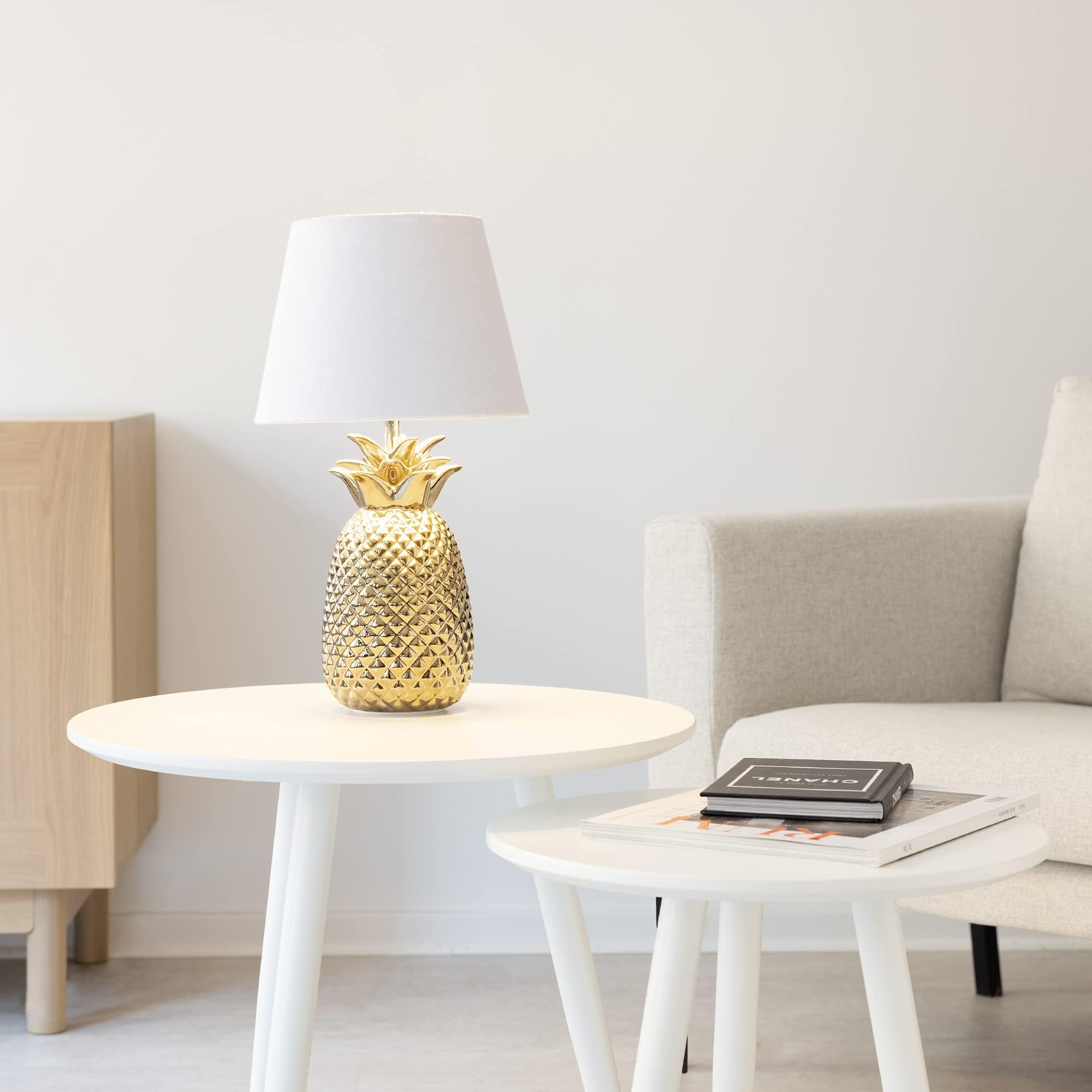 Relaxdays table lamp lion, lamp with fabric shade, E27, design night light, H x D: 47.5 x 25 cm, white/gold