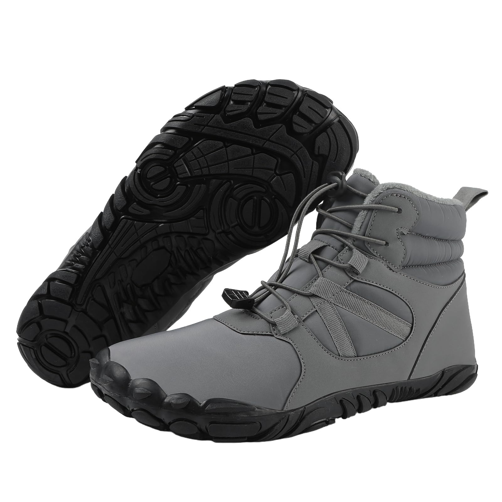 Hiking Barefoot Boots Womens Mens Winter Warm Fur Lined Snow Boots Unisex Wide Toe Box Zero Drop Comfortable