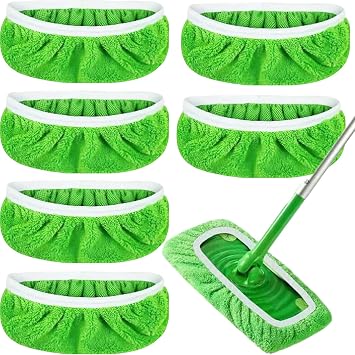 6-Pack Reusable Coral Fleece Mop Pads Washable Wet Mopping Cloths and Dry Sweeping Cloths for Swiffer Sweeper Washable Wet & Dry Microfiber Pads for Surface/Hardwood Floor Cleaning, Tile & More.