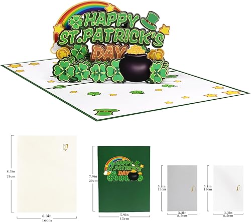 Vista 2 de GREETING ART Tarjetas del día de San Patricio, tarjetas del día de San Patricio con sobres, tarjetas del día de San Patricio, tarjeta