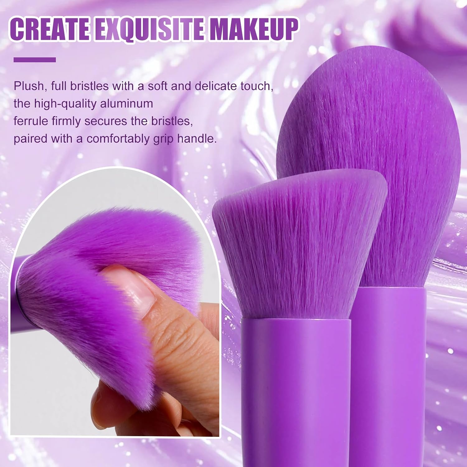 BS-MALL Makeup Brush Set 18 Pcs Premium Synthetic Foundation Powder Concealers Eye shadows Blush Makeup Brushes with Case (Purple)