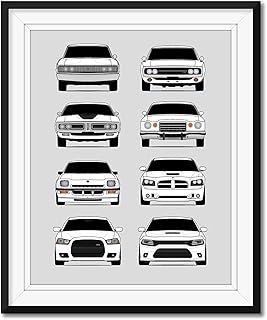 Custom Car Posters Handmade Poster compatible with Dodge Charger Generations and Print of Dodge Charger - White, 16x20 Satin Print (Unframed)