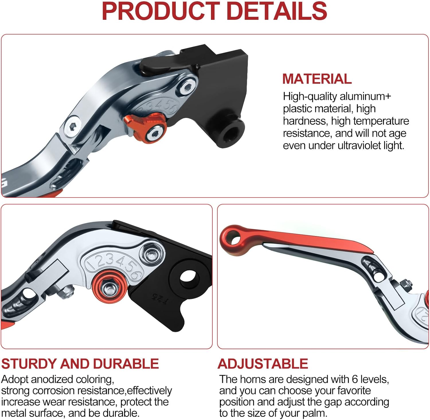 for Kawasaki NINJA500 Ninja 500 Z500 Z 500 SE 2024 2025 Motorcycle Clutch Lever Adjustable Handlebars Brake and Clutch Levers Set (Red)